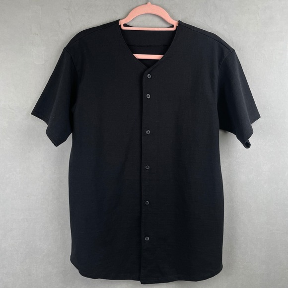 American Apparel Other - American Apparel Black Baseball Jersey Shirt S/S Button Heavyweight V-Neck USA M